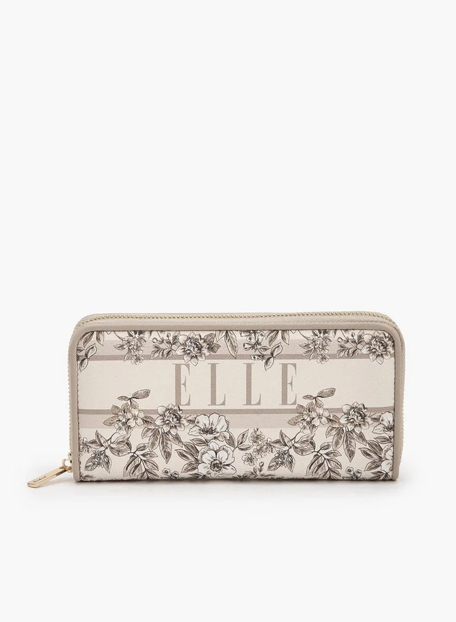 ايل Floral Print Wallet With Zip Closure
